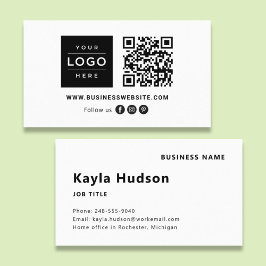 Tarjeta De Visita Código QR Logo Moderno Redes Sociales