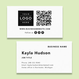Tarjeta De Visita Código QR Logo Moderno Redes Sociales