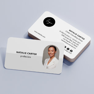 Tarjeta De Visita CÓDIGO QR Logo OVAL Photo Professional LIGHT GRIS
