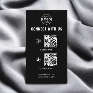 Tarjeta De Visita Código QR Logotipo de medios sociales Negro