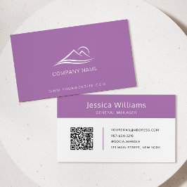 Tarjeta De Visita Código QR logotipo profesional moderno Purple prof