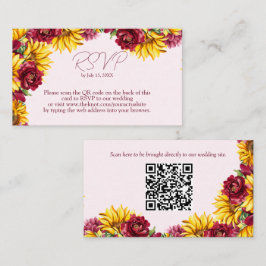 Tarjeta De Visita Código QR Magenta y amarillo dorado RSVP