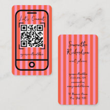 Código QR Manuscrito Rayas Divertidas Rosa Cereza