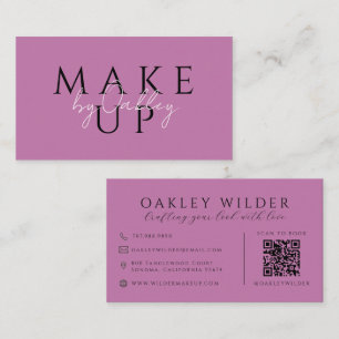 Tarjeta De Visita Código QR Maquilladora Lila