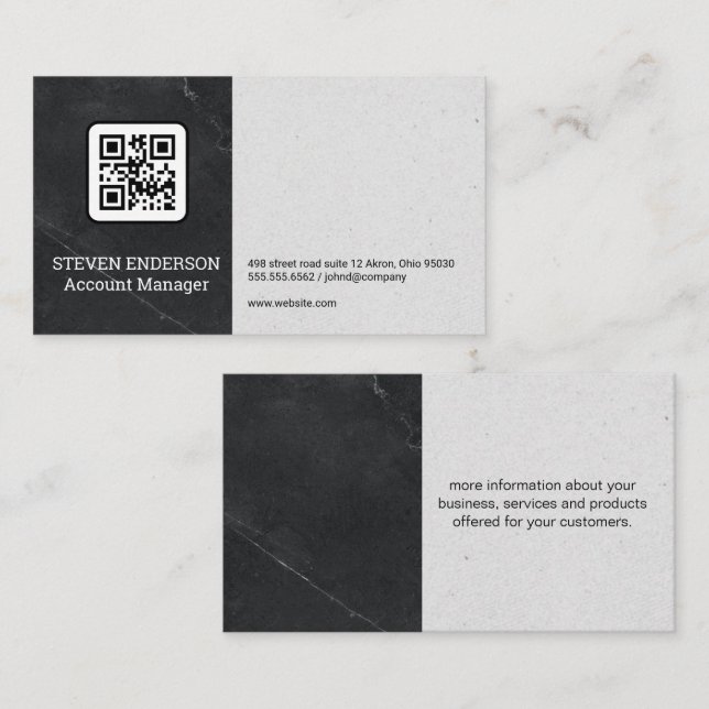 Tarjeta De Visita código QR | Marble Luxury Business Card (Anverso / Reverso)