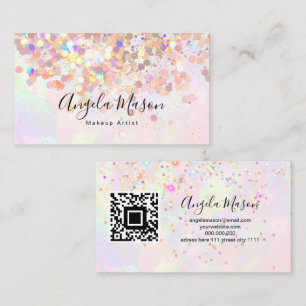 Tarjeta De Visita Código QR Marcado Artista de maquillaje Purpurina