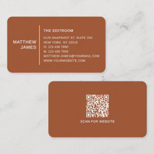 Tarjeta De Visita Código QR marrón de cacao en polvo minimalista mod