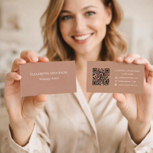 Tarjeta De Visita Código qr marrón mocha