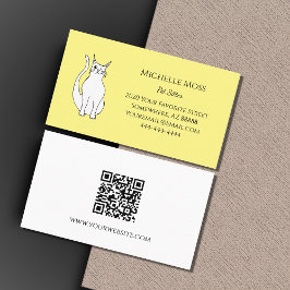 Tarjeta De Visita Código QR Mascota amarillo Sitter Cute gato