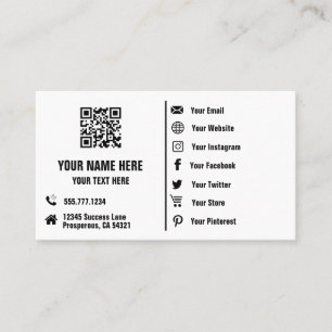 Tarjeta De Visita Código QR Medios Sociales Cambiable Minimalista 
