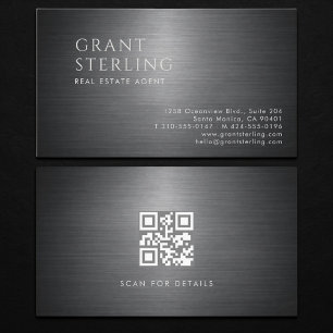 Tarjeta De Visita Código QR metálico de agente inmobiliario