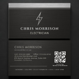 Tarjeta De Visita Código QR Metálico de Electricista