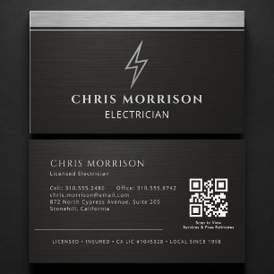 Tarjeta De Visita Código QR Metálico de Electricista