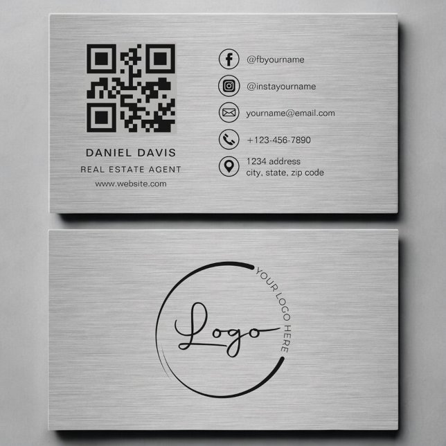 Tarjeta De Visita Código QR metálico para agentes inmobiliarios (Subido por el creador)