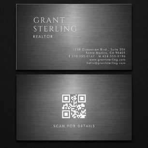 Tarjeta De Visita Código QR Metálico para Agentes Inmobiliarios