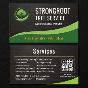 Tarjeta De Visita Código QR metálico para servicio de árboles arbori