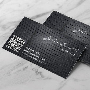 Tarjeta De Visita Código QR Metalizado negro DJ Musical Deejay