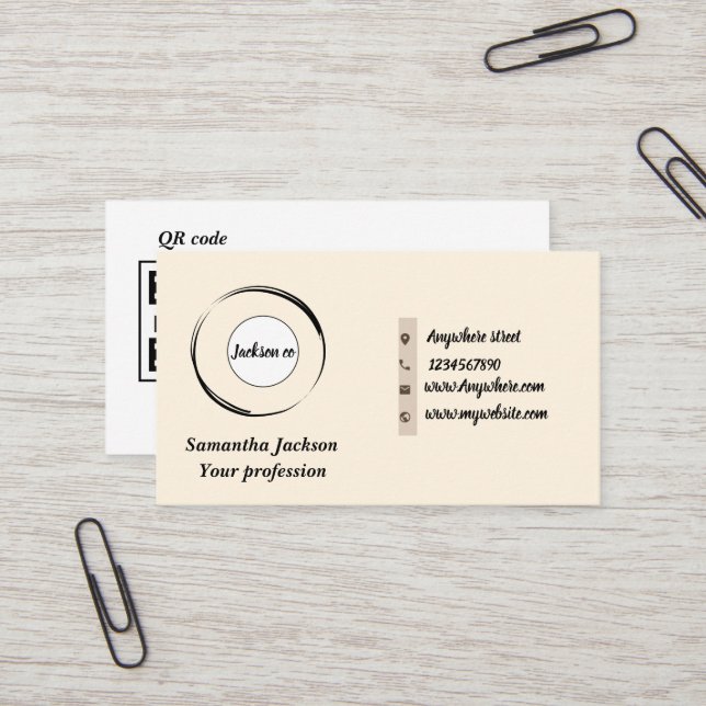 Tarjeta De Visita código QR minimalista (Anverso/Reverso In Situ)