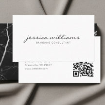 Código QR minimalista blanco escrito a mano Script