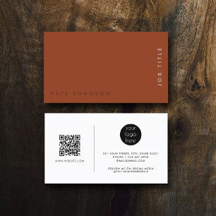 Tarjeta De Visita Código QR Minimalista de Terracota Moderno Profesi