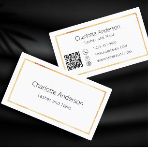 Tarjeta De Visita Código QR minimalista elegante en oro blanco