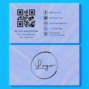 Tarjeta De Visita Código QR minimalista holográfico