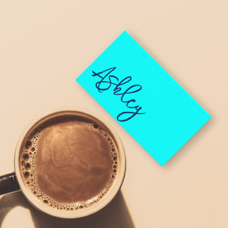 Tarjeta De Visita Código QR Minimalista moderno con letras en azul c