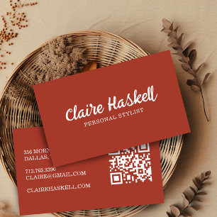 Tarjeta De Visita Código QR minimalista moderno de otoño con letra e