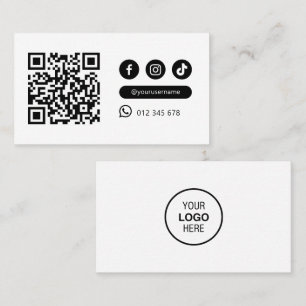 Tarjeta De Visita Código Qr Minimalista moderno Medios sociales Blan