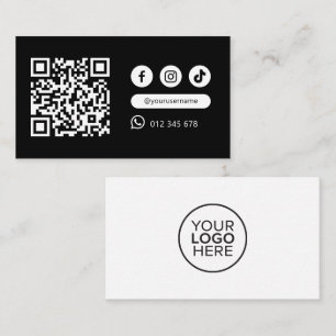 Tarjeta De Visita Código Qr Minimalista moderno Medios sociales Blan