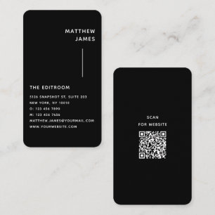 Tarjeta De Visita Código QR minimalista moderno negro y blanco