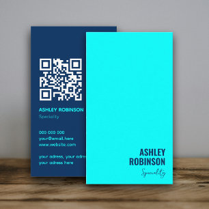 Tarjeta De Visita Código QR Minimalista moderno profesional azul cia
