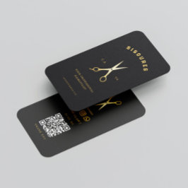 Tarjeta De Visita Código Qr Minimalista para tijeras de oro Hairstyl