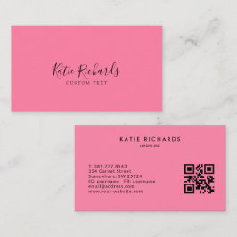 Tarjeta De Visita Código QR Minimalista simple rosa
