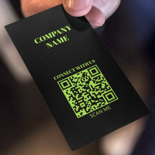 Tarjeta De Visita Código QR Minimalista Verde Fluorescente