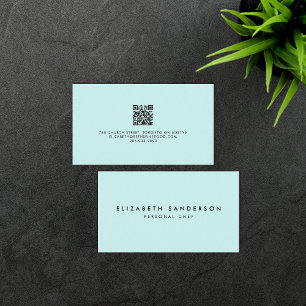 Tarjeta De Visita CÓDIGO QR Mínimo Elegante De Lujo Ciano Ligero