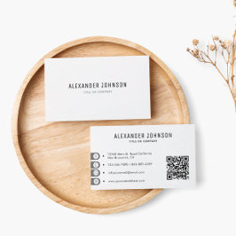 Tarjeta De Visita Código QR mínimo en blanco y negro