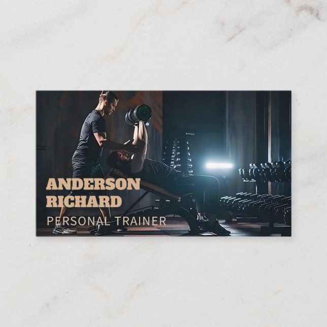 Tarjeta De Visita Código QR mínimo | Foto de aptitud para el entrena (Anverso)