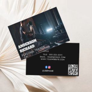 Tarjeta De Visita Código QR mínimo   Foto de aptitud para el entrena