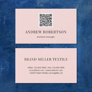 Tarjeta De Visita Código QR mínimo moderno Rubor rosa