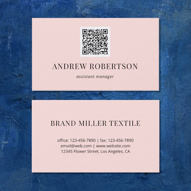 Tarjeta De Visita Código QR mínimo moderno Rubor rosa (Subido por el creador)