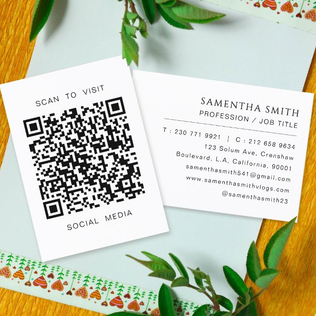 Tarjeta De Visita Código QR Mínimo Profesional Simple (Subido por el creador)