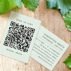 Tarjeta De Visita Código QR Mínimo Profesional Verde Claro