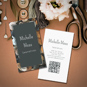Tarjeta De Visita Código QR Moda Botones Seamstress Botones Clásico