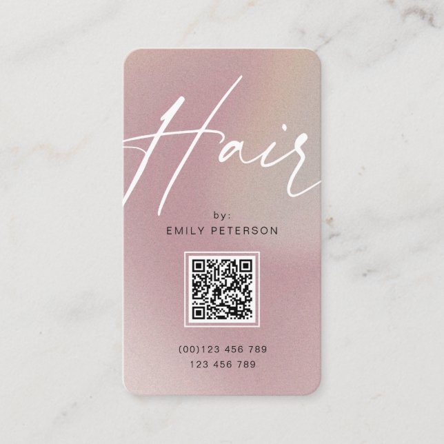 Tarjeta De Visita Código QR moda moderna estilo de pelo moderno B (Anverso)