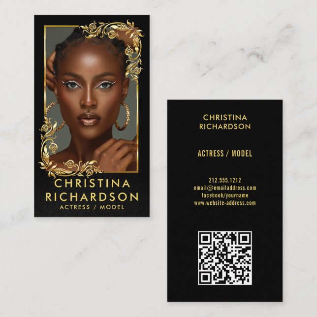 Tarjeta De Visita Código QR Modelos bailarines fotógrafos de actriz (Anverso / Reverso)