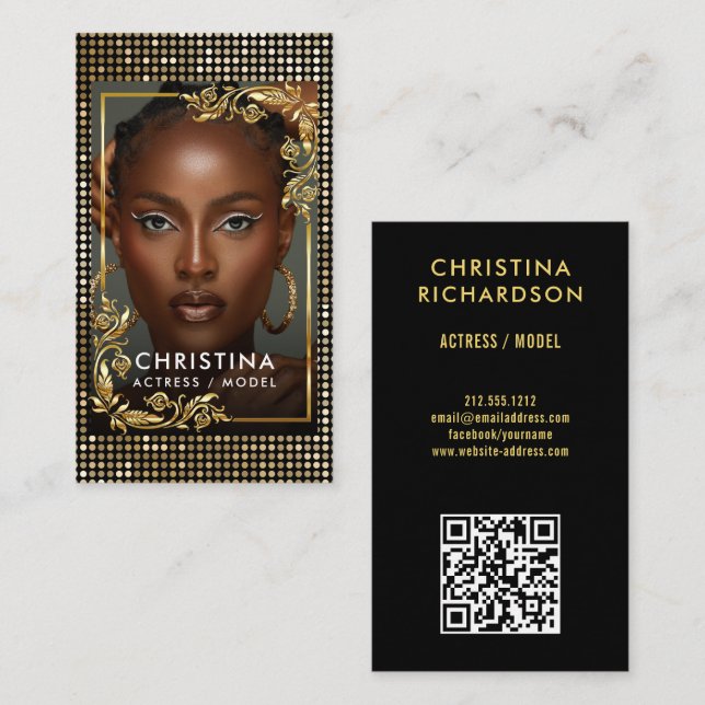 Tarjeta De Visita Código QR Modelos bailarines fotógrafos de actriz (Anverso / Reverso)