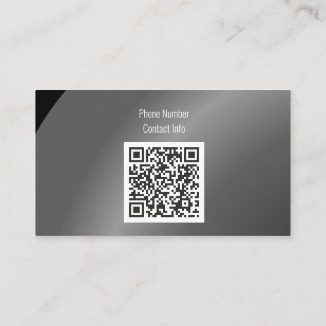 Tarjeta De Visita Código Qr Moderado Negro Moderado Neat Sombreado (Reverso)