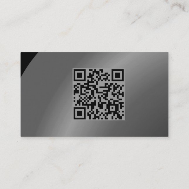 Tarjeta De Visita Código Qr Moderado Negro Moderado Neat Sombreado (Reverso)