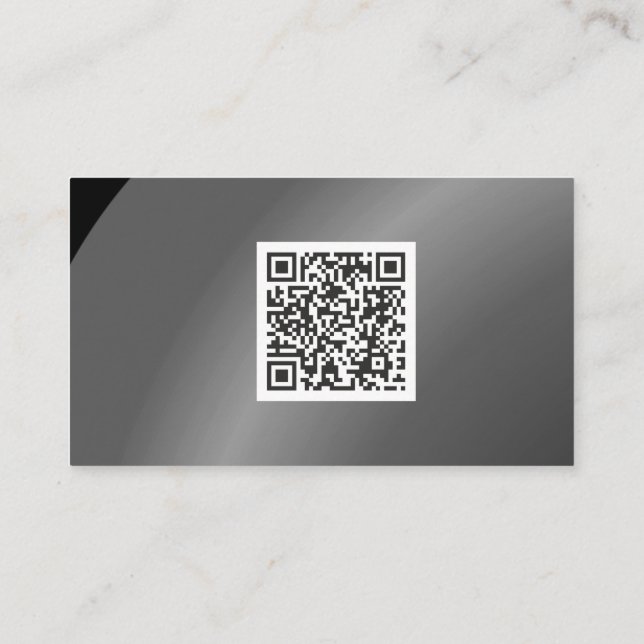Tarjeta De Visita Código Qr Moderado Negro Moderado Neat Sombreado (Reverso)